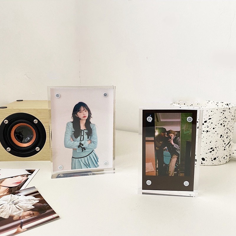 Transparent Acrylic Picture Frame Magnetic Double Sided Draw Photo Card ...