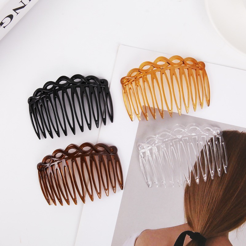 1/2Pcs Rhinestone Insert Comb - Black Plastic Tooth Comb Headwear ...