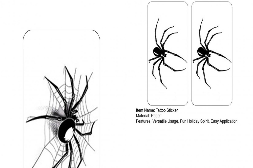Spooky Halloween Party Props Spider Tattoo Sticker Realistic Spider ...