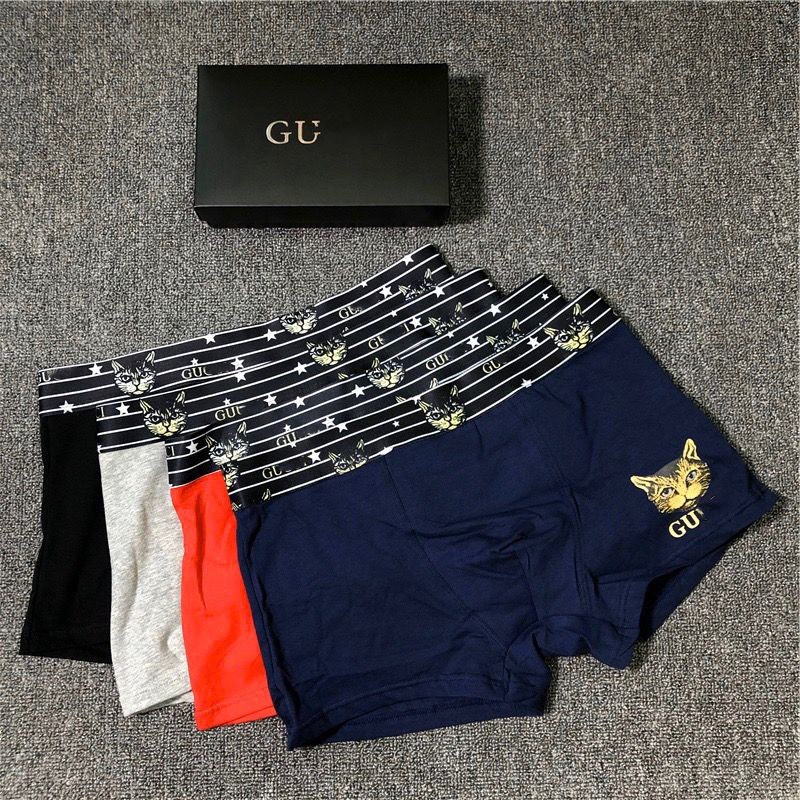 Gucci Trendy Brand Cat Head Men s Underwear Pure Lust Style Stretch Cotton Boxer Briefs Sexy Printed Zodiac Year And Fou Shopee Malaysia