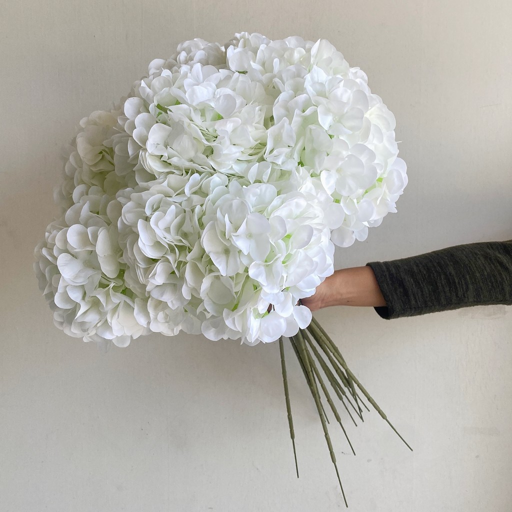 4 Head Long Midi Blush Hydrangea Artificial Flower Wedding Decoration ...