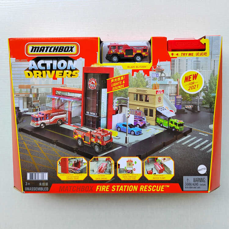 Matchbox City Series Scene Set HBD74 Fire Station Police Station Fire ...