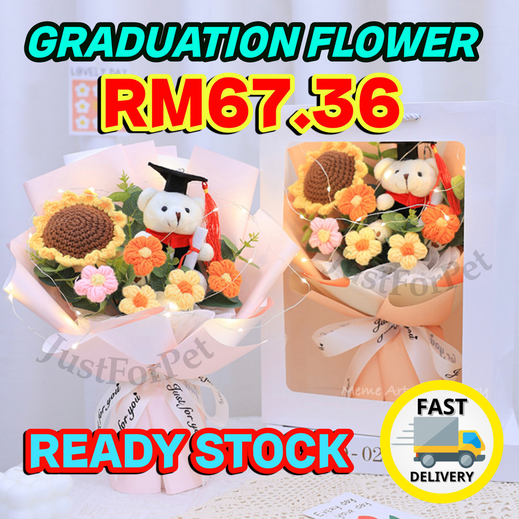 𝐋𝐎𝐂𝐀𝐋 𝐒𝐓𝐎𝐂𝐊 Graduation Knitted Flower / Knitted flower bouquet/ Flower ...