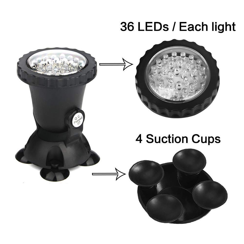 36 LED RGB Submersible Pond Spotlight Remote Control Garden Landscape ...