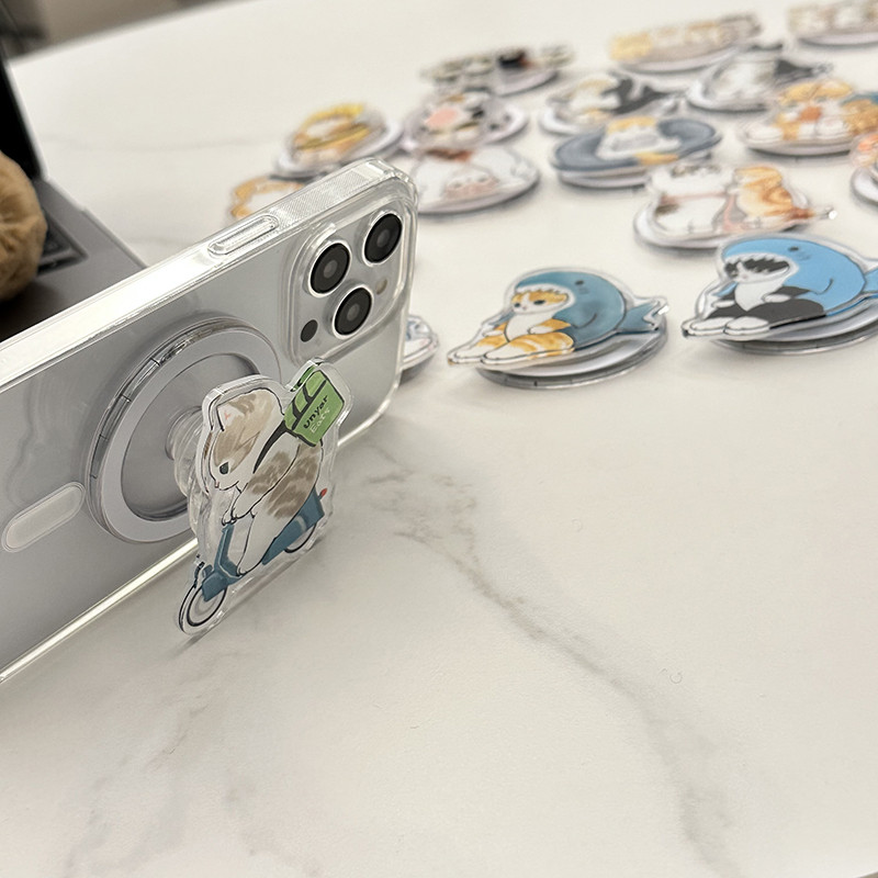 Universal Cartoon Shark Cat Magnetic Attraction Stand Phone Kickstand ...