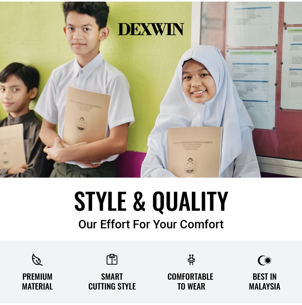 Dexwin School Girl Uniform White Shirt Cotton Koshibo Kemeja Putih ...