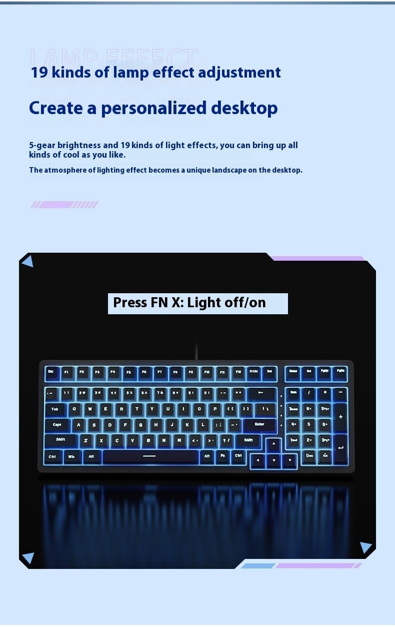 NJ80 Real Mechanical Keyboard Black Tea Axis 98 Key Layout Wired ...