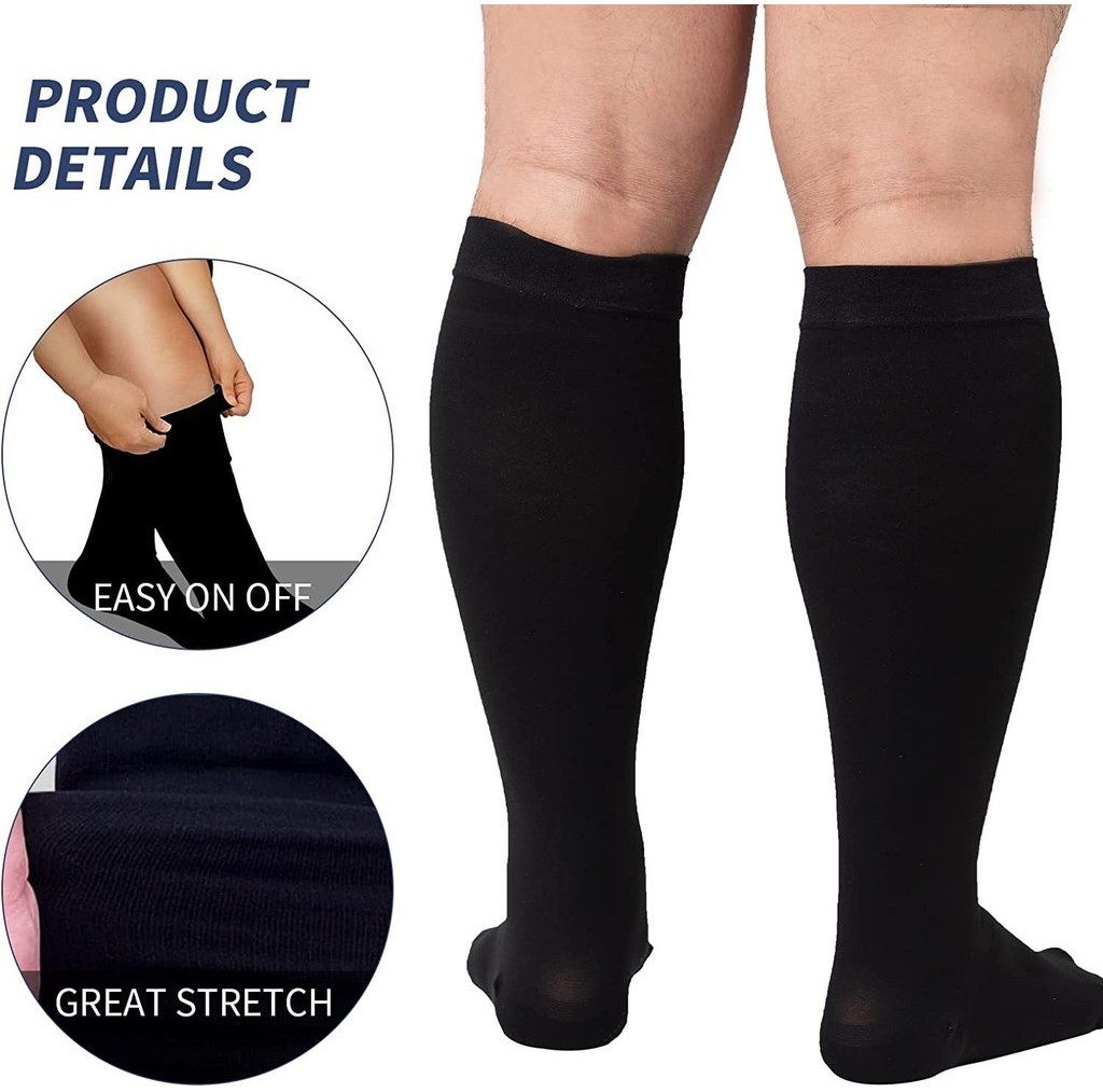 Plus Size Compression Socks Solid Color Women Men Sports Running Yoga ...
