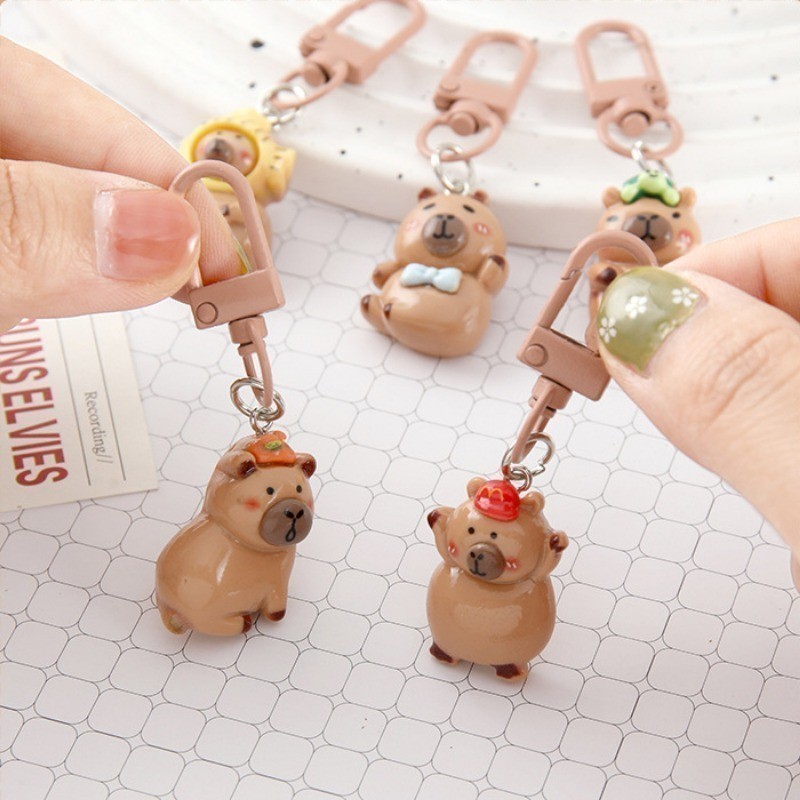 1/2Pcs Mini Cartoon Capybara Couple Keychain- Car, Backpack Decoration ...