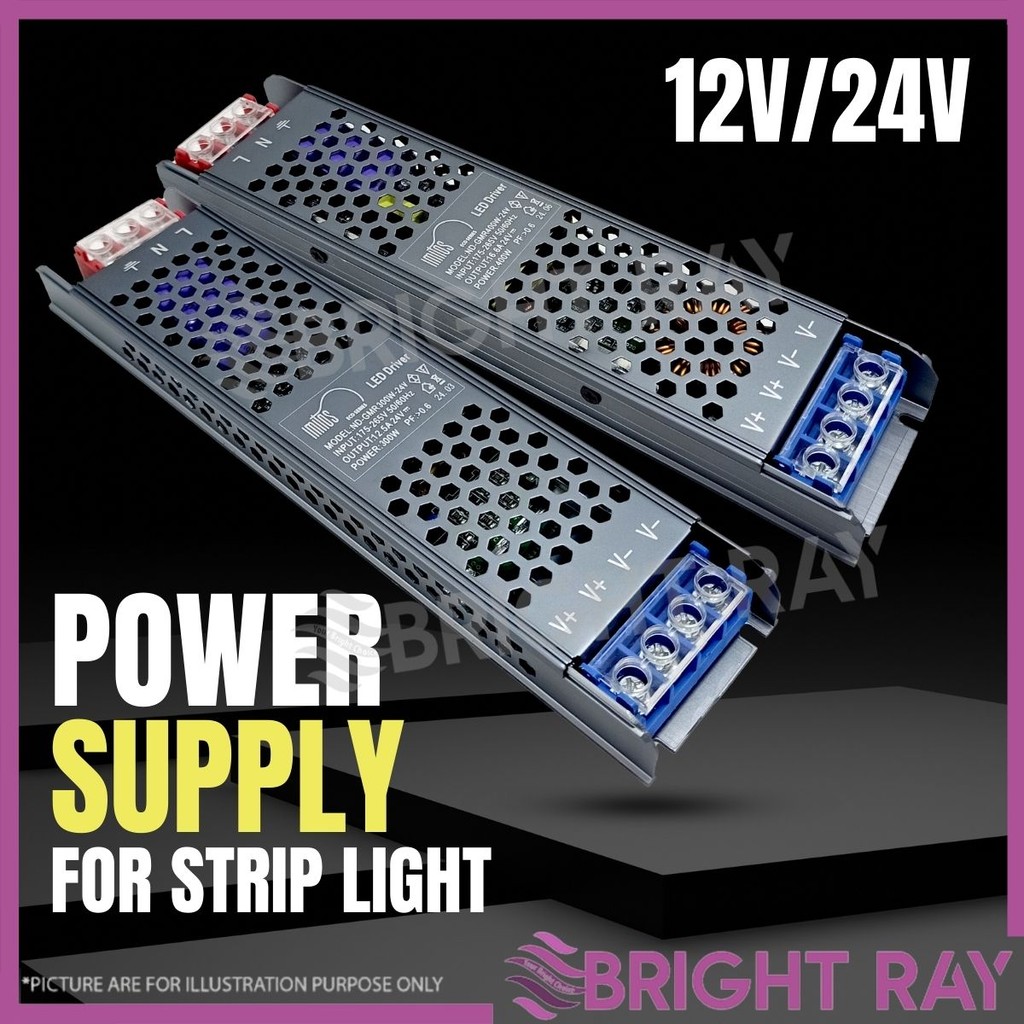 SLIM DESIGN Power Supply DC12V / 24V Lighting Transformer LED Strip ...