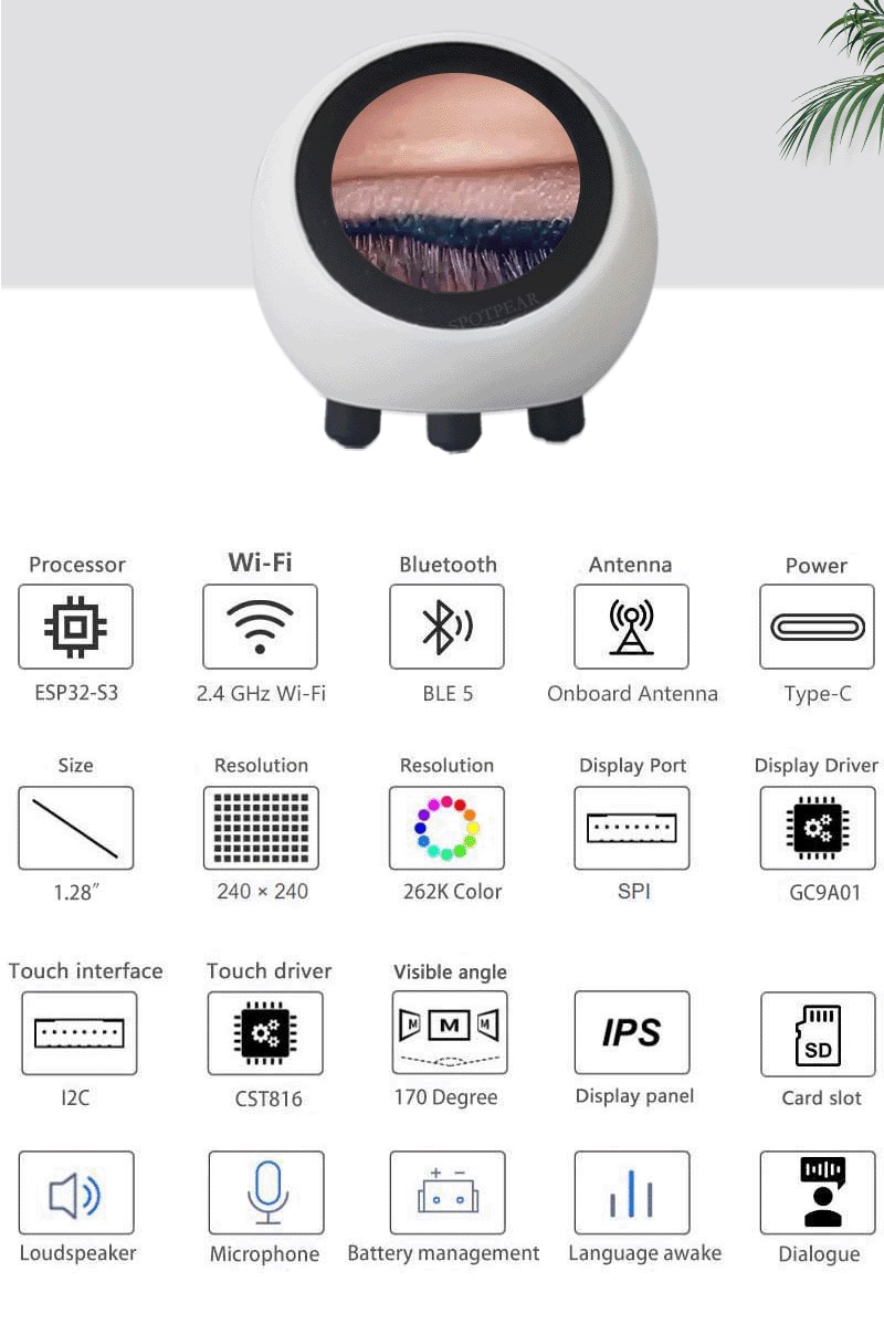 DeepSeek AI Voice Chat Robot ESP32-S3 1.28inch LCD Display N16R8 ...