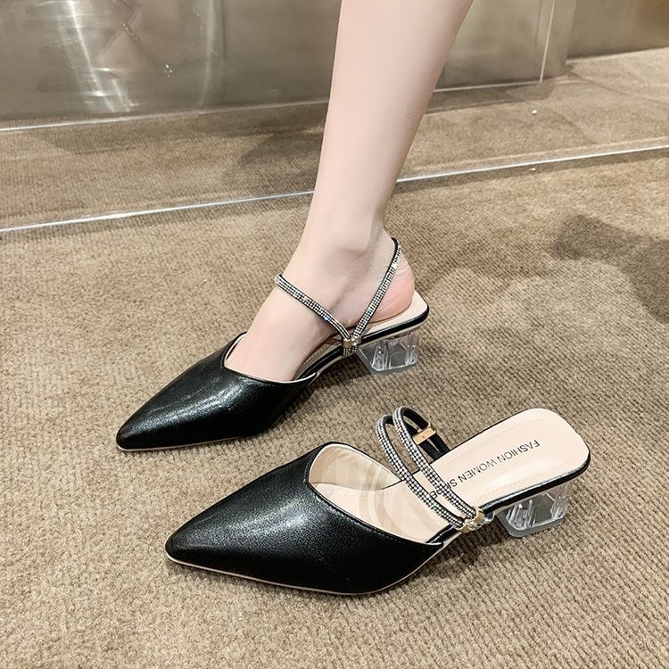 2025 Raya Local Ready Stock Rhinestone Belt Pointed Chunky Sandals ...
