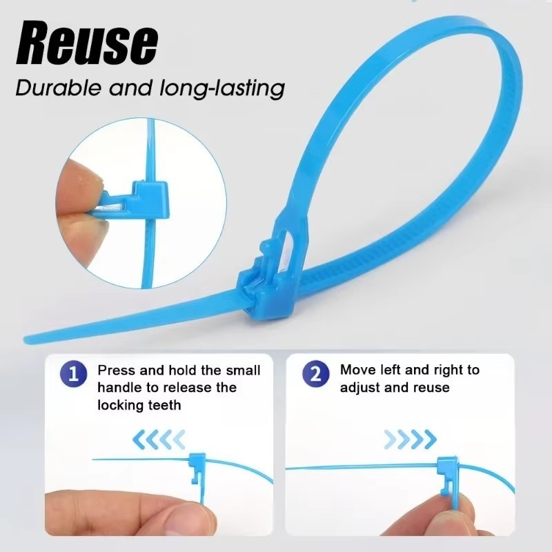 100PCS Nylon Reusable Cable Zip Tie - Self-locking Cable Tie - Slipknot ...