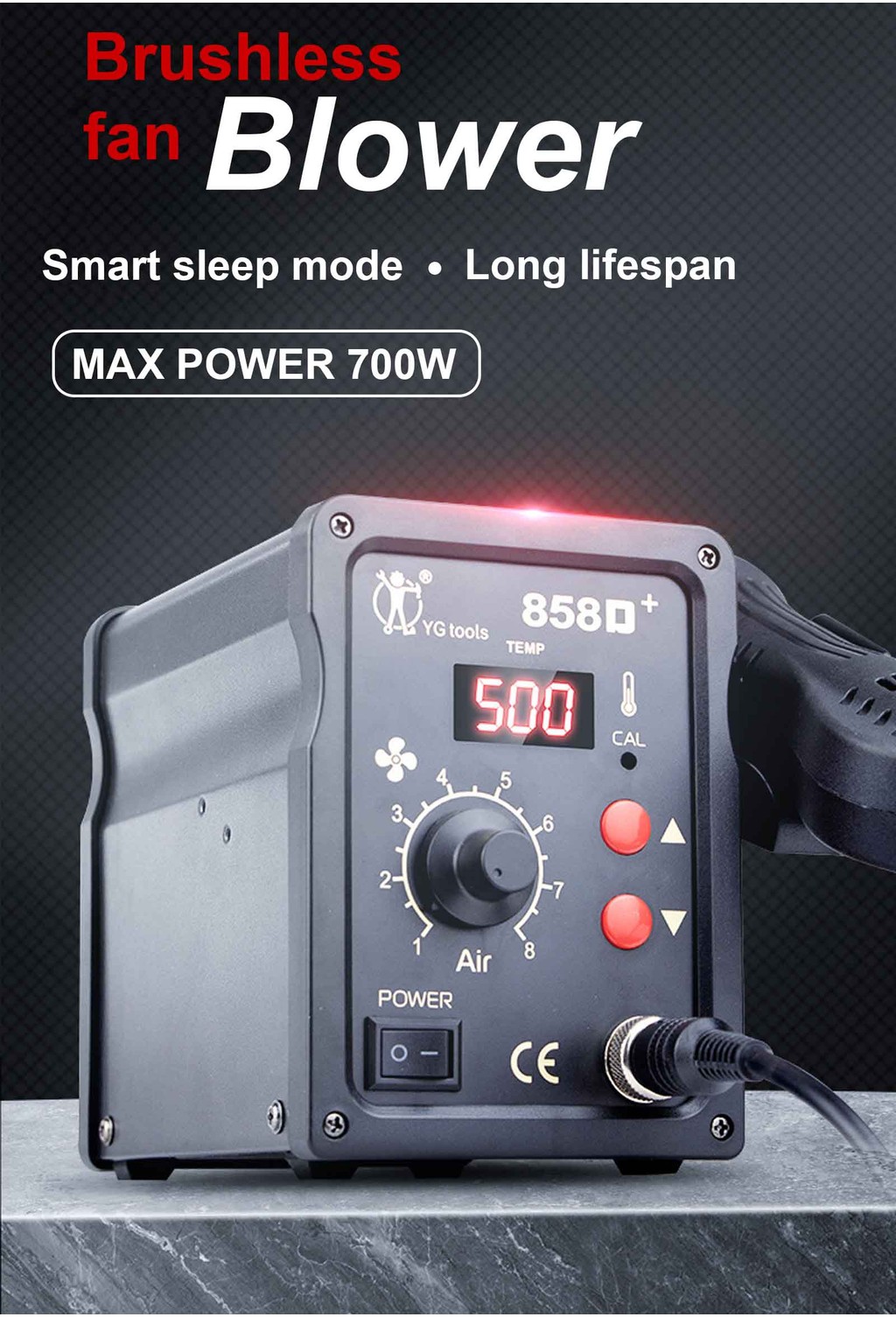 [Luminense] 858D Air Blower Rework Station LED Digital Display ESD Heat ...