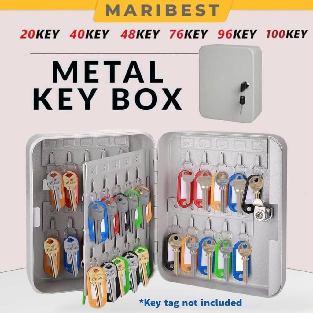 20/40/100 Key Slots Key Holder Storage Box Lockable Security Metal Key ...
