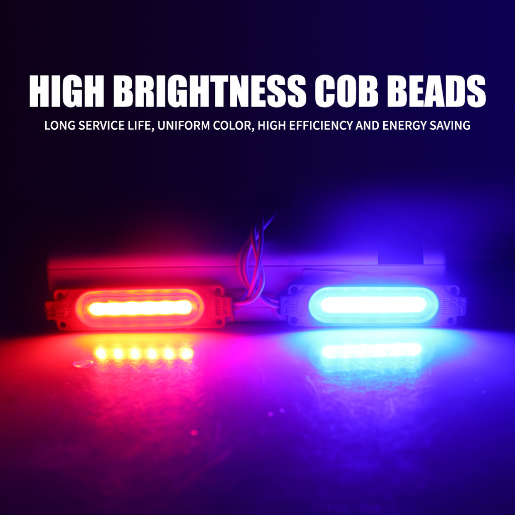 Red + Blue Flash Warning Light Car Ambient Light LED COB Module for ...