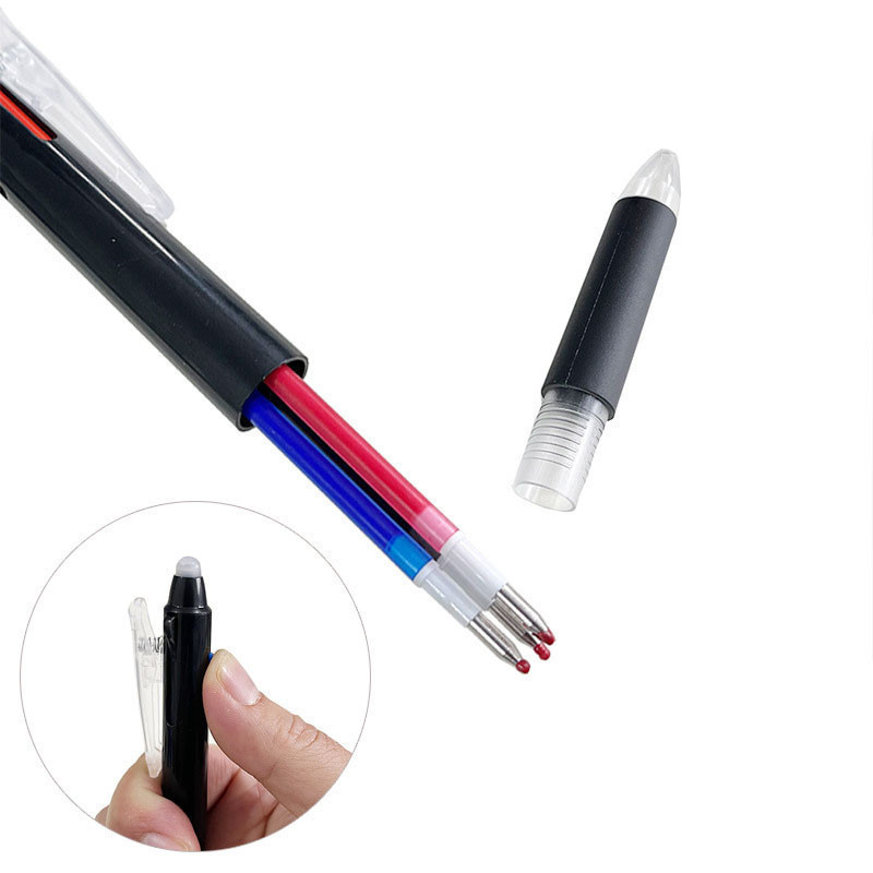3-in-1 Multi Color 0.5mm Press Erasable Pen Red, Black and Blue Three ...