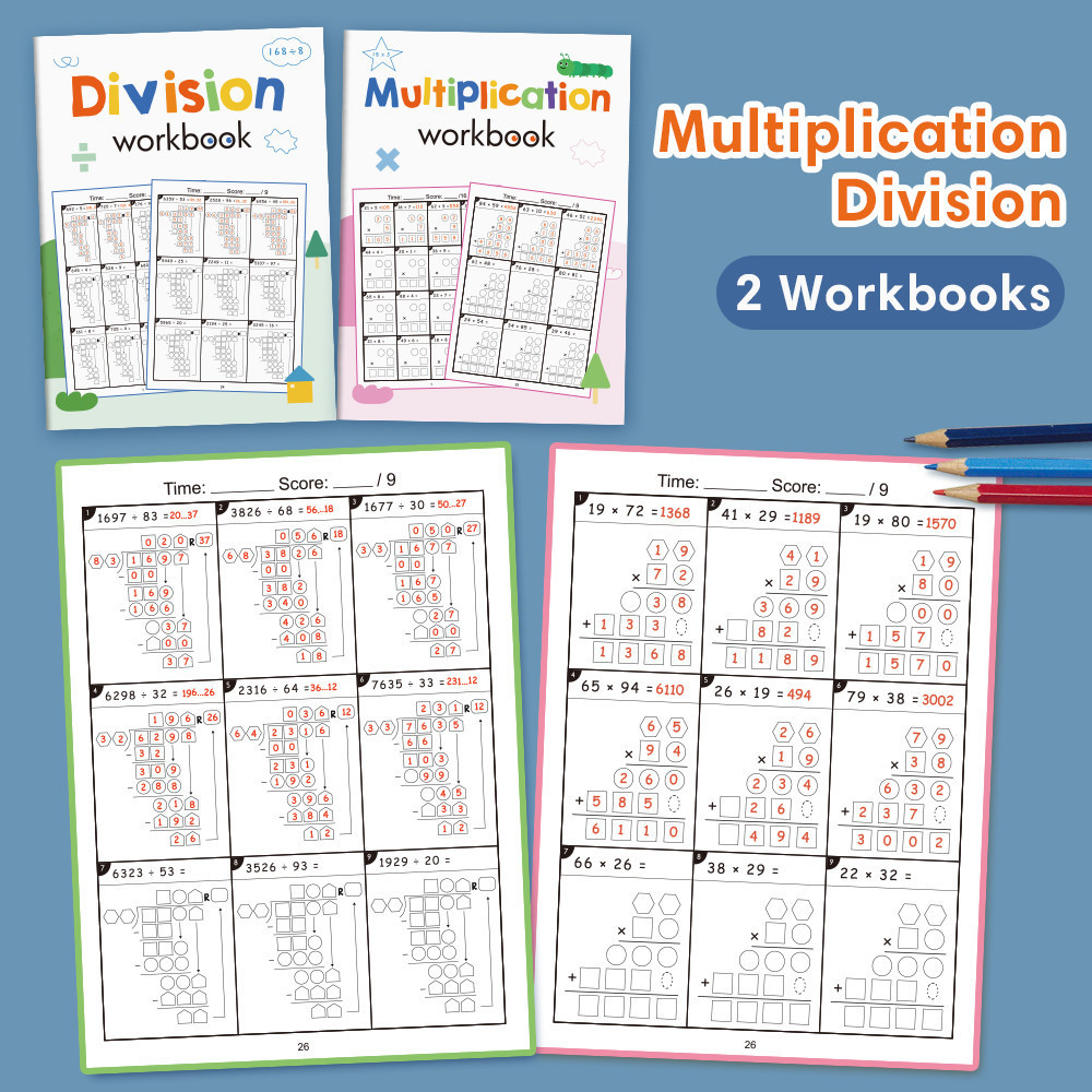 Children Math Workbook with 2-Digit Multiplication Division Math ...