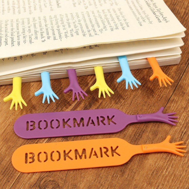 Colorful Plastic Bookmark Set - Funny Help Me Hand Shape Book Reading ...