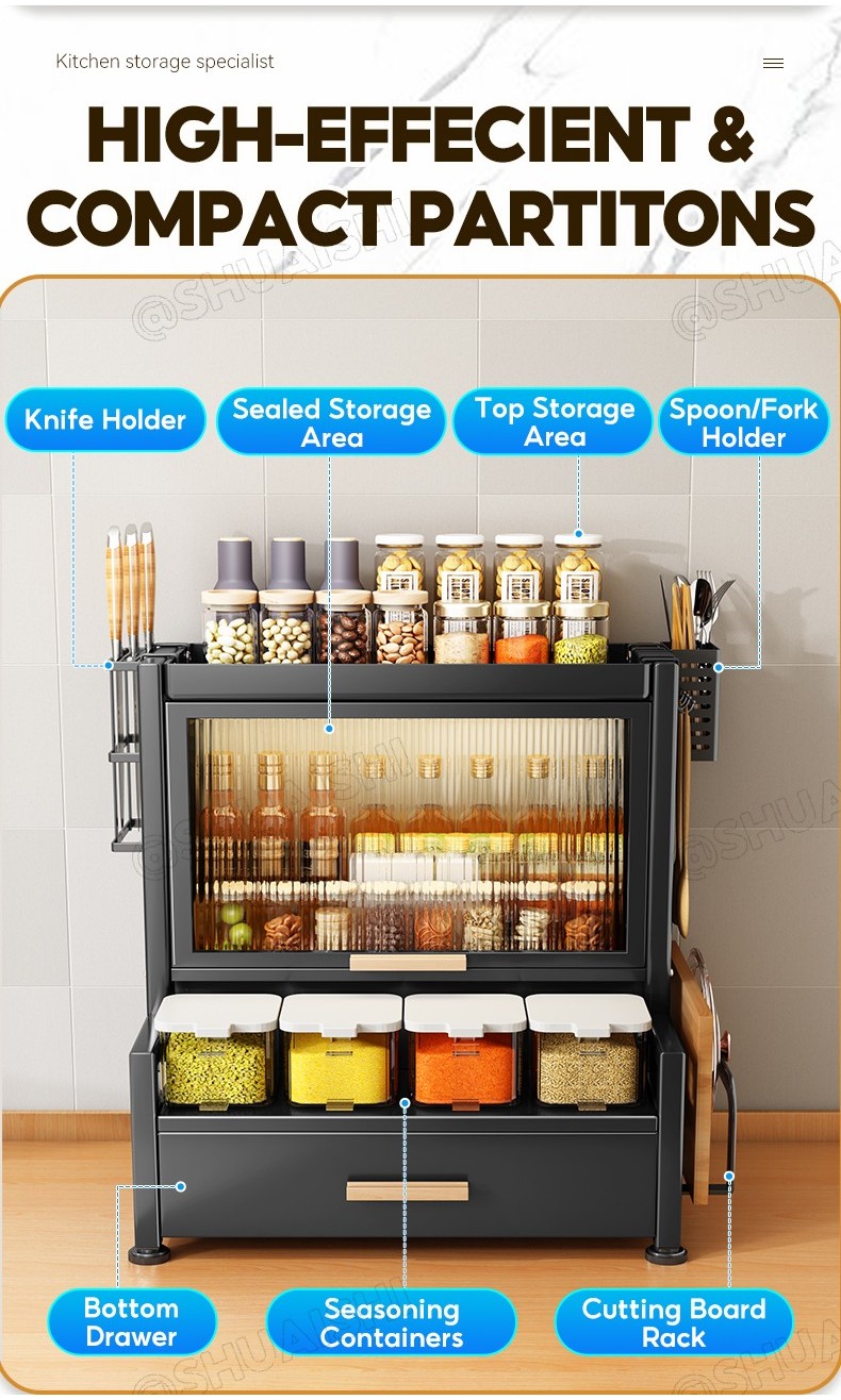 Rak Rempah Condiments Organizers Rack Large-capacity Kitchen Cabinet ...