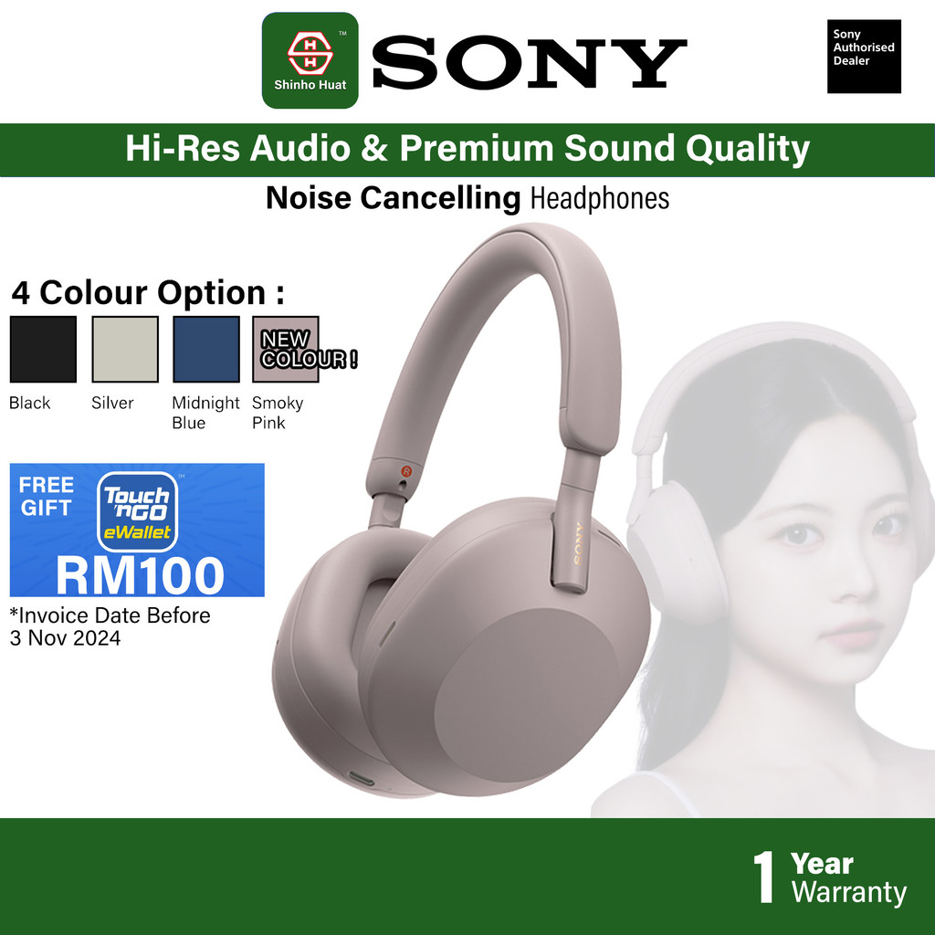 Sony Over-Ear Wireless ANC Noise Cancelling Headphones WH-1000XM5 Smoky ...