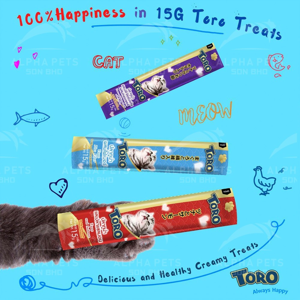 POODEE TORO 15g Tuna Goat Milk Seafood Scallop Chicken Pet Snack Treat ...