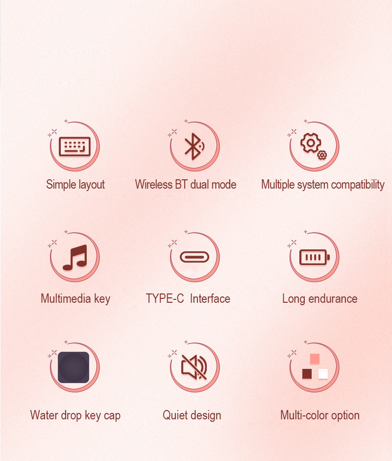 Cartoon Silent Wireless Mouse Keyboard Set 2.4G Receiver Bluetooth Plug