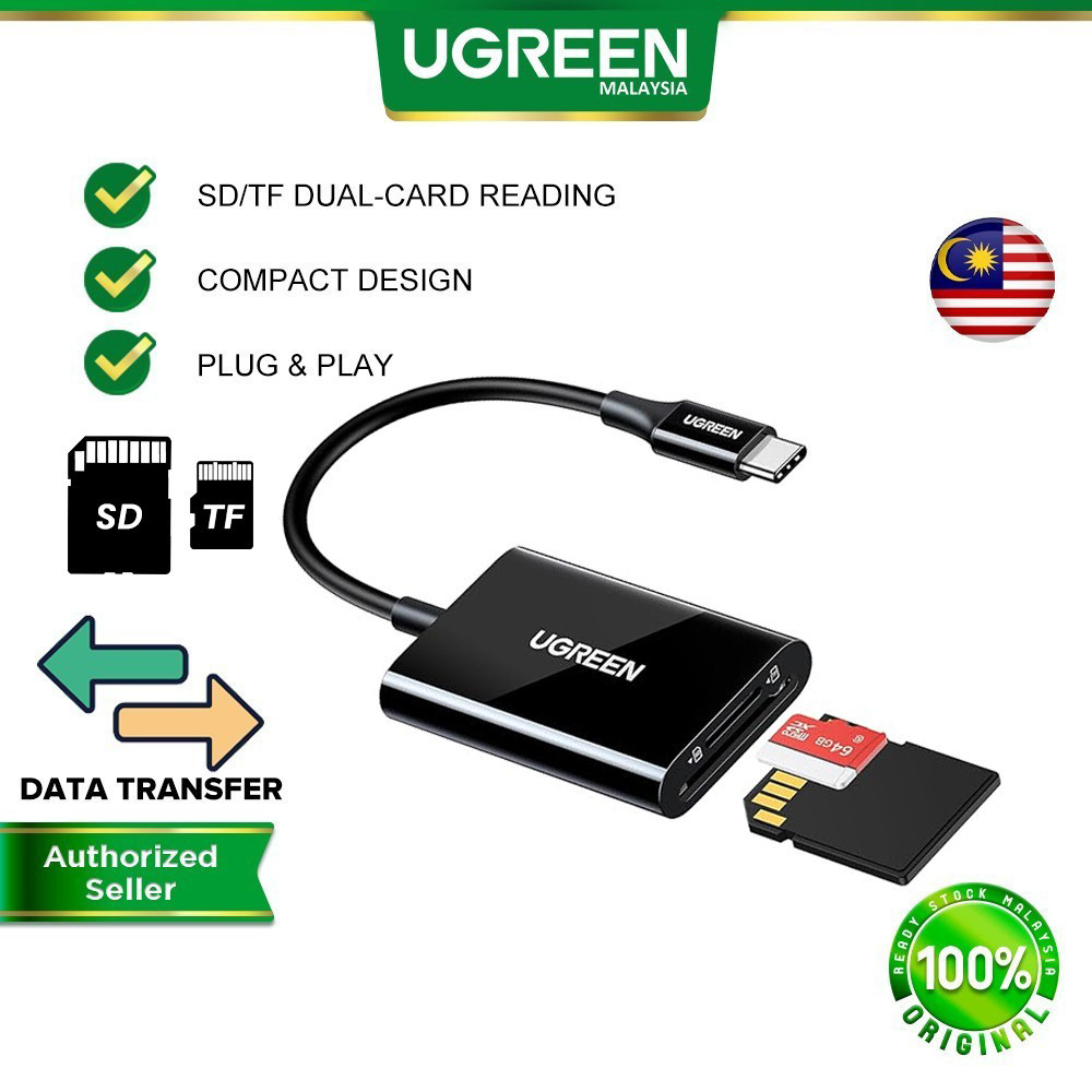 UGREEN 2 IN 1 Card Reader Dual Card Slot Memory Card Reader Supports SD ...