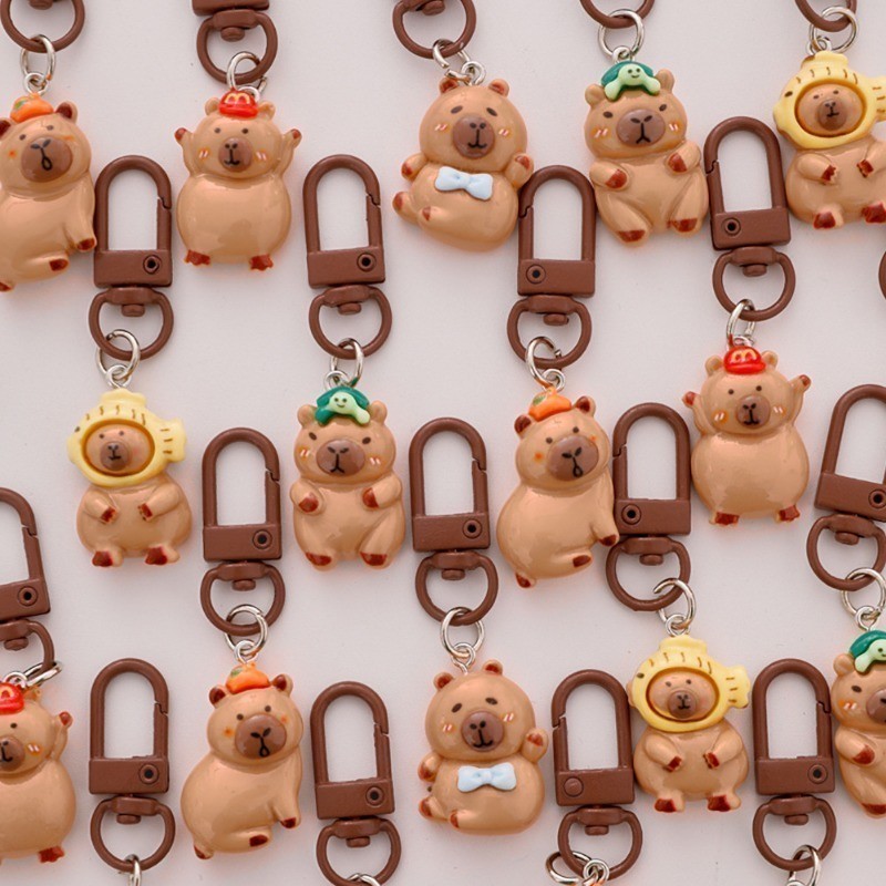 1/2Pcs Mini Cartoon Capybara Couple Keychain- Car, Backpack Decoration ...