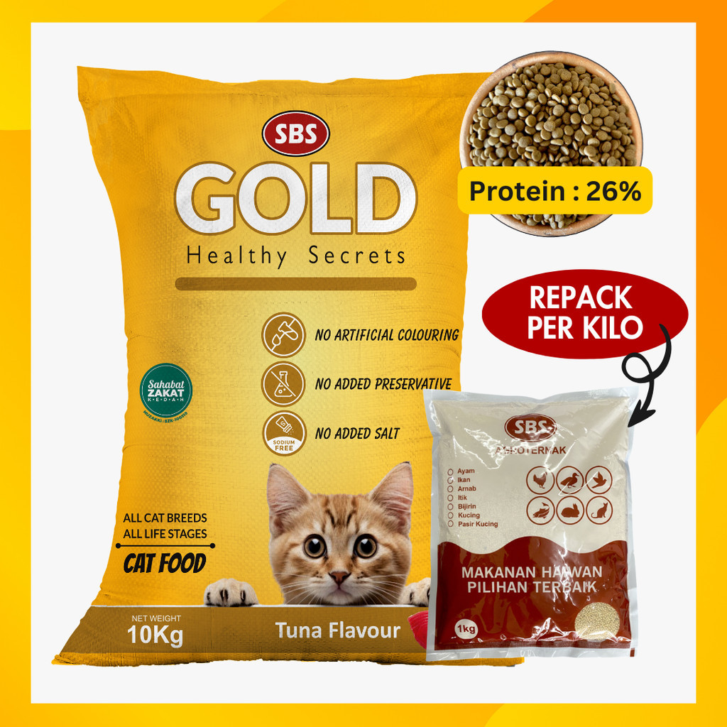 [1KG] [REPACK] SBS GOLD | MAKANAN KUCING | CAT FOOD | Shopee Malaysia
