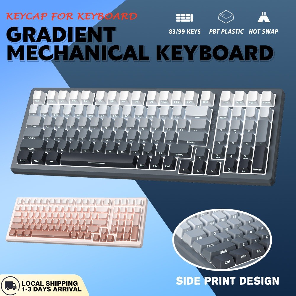 83 Keys 99 Keys Mechanical Keyboard Gradient PBT Keycap Red Switch Full ...