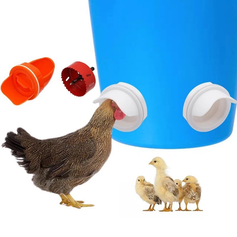 New Automatic Chicken Duck feeder Port Gravity Feed Kit Bucket DIY