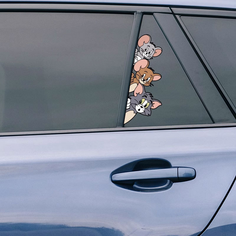 Cat and Mouse Car Stickers: Secretly Observing Creative Cartoon Car ...