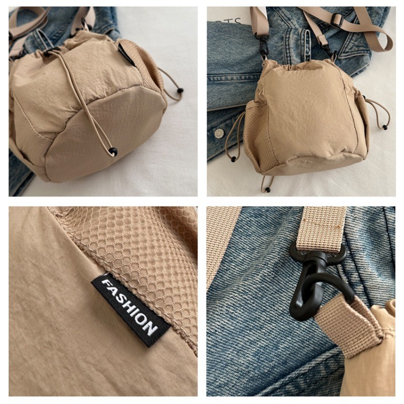 LABER LEE Drawstring Bucket Bag Nylon Crossbody Bag Casual Shoulder ...