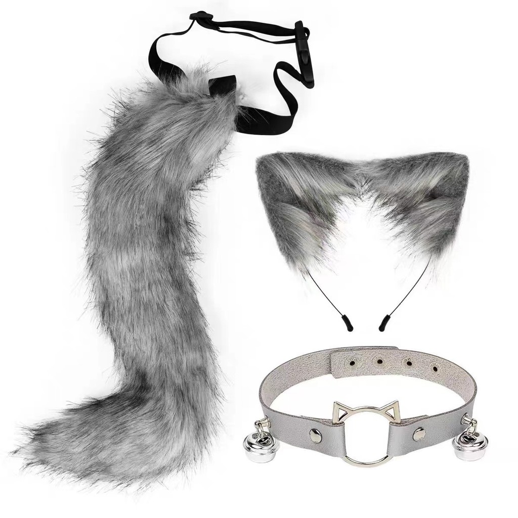 Halloween Tail COS Toy Cat Ear and Tail Set Fox Japanese Cosplay ...