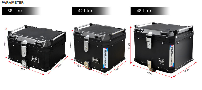 EMS ADVENTURE OMEGA Top Box Aluminium Premium with baseplate Universal ...