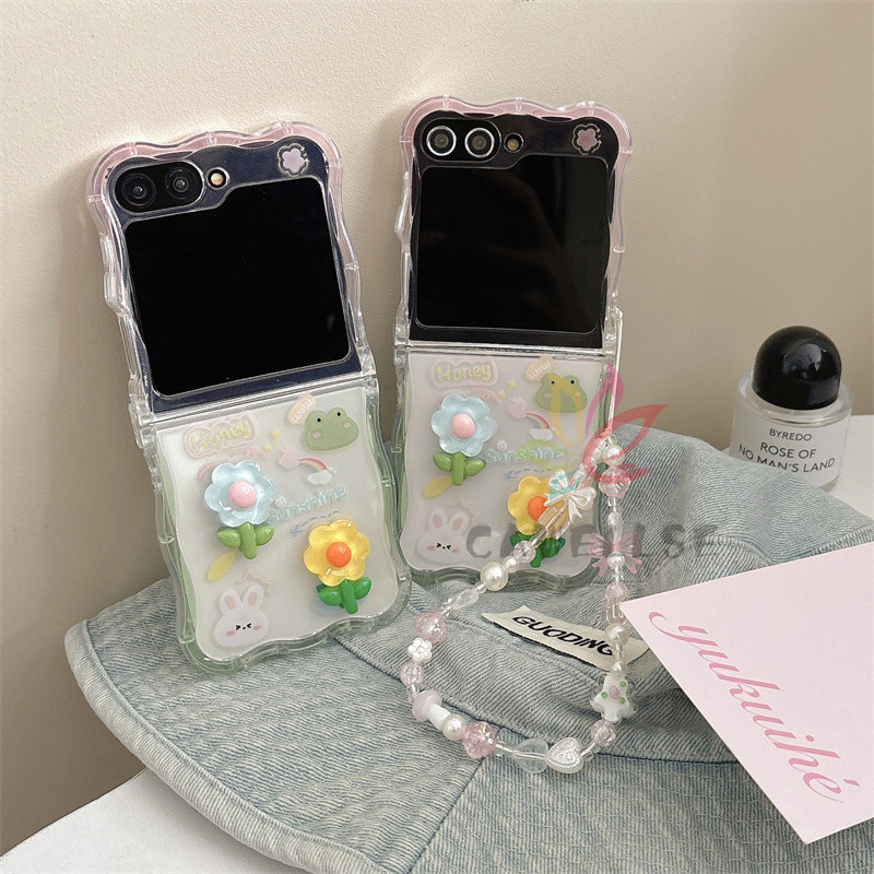 Soft TPU Clear Wavy Edge Casing Samsung Galaxy Z Flip 6 Flip 5 Flip 4 3 ...