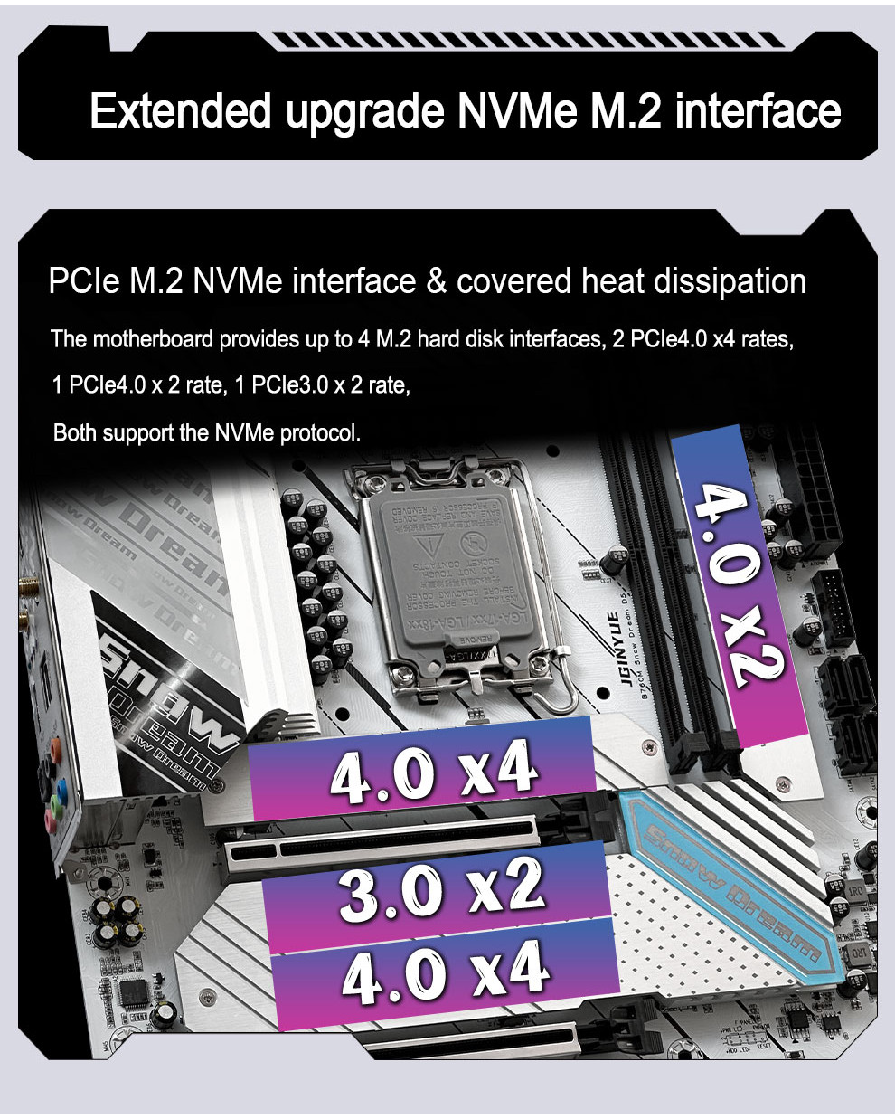 JGINYUE B760M Snow Dream D5 Motherboard LGA 1700 Support Intel Core i3 ...