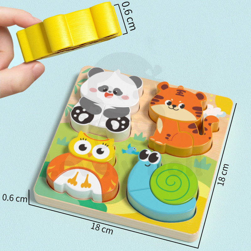 3D Wooden Jigsaw Puzzle Toy for Kids Animal Car Montessori Educational ...