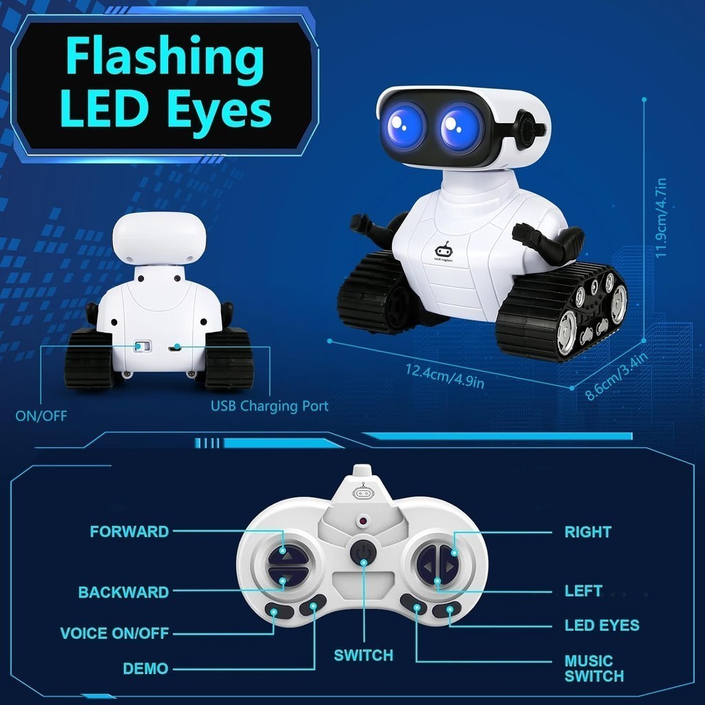 Robot Toy, RC Toy Robot for Kids Remote Control Robot with LED Eyes ...