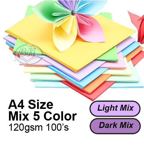 A4 5 Color Mix 120g Color Paper (100pcs)/ Two Sheet Card, Dark Mix ...