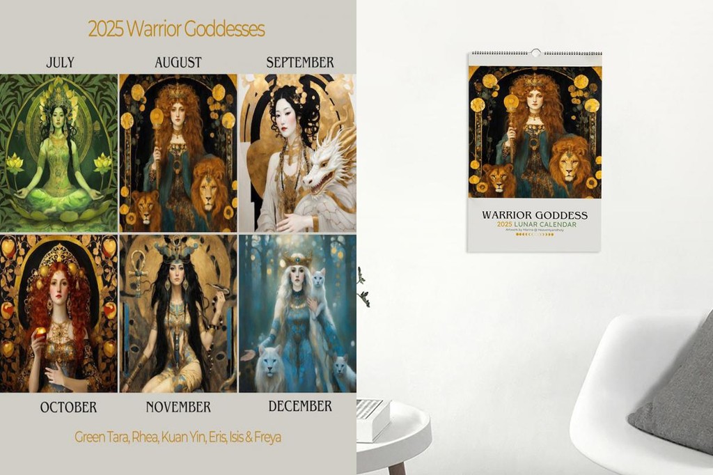 2025 Wall Calendar Art Nouveau Warrior Goddess Calendar Gothic ...