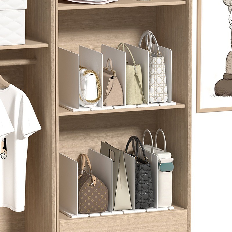 Adjustable Handbag Storage Rack Wardrobe Shelf With Dividers Countertop ...