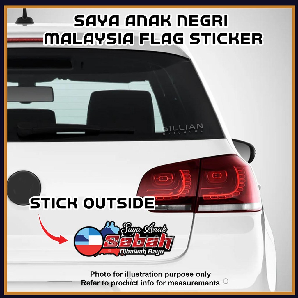 Saya Anak Negeri Car Sticker Malaysia State Flag Decal for Cars ...