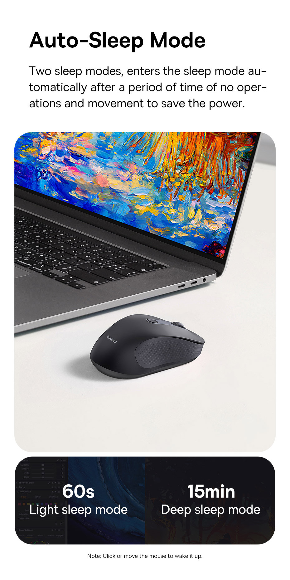 Baseus F02 Ergonomic Wireless Mouse Bluetooth 5.2 4000DPI Sensitivity ...