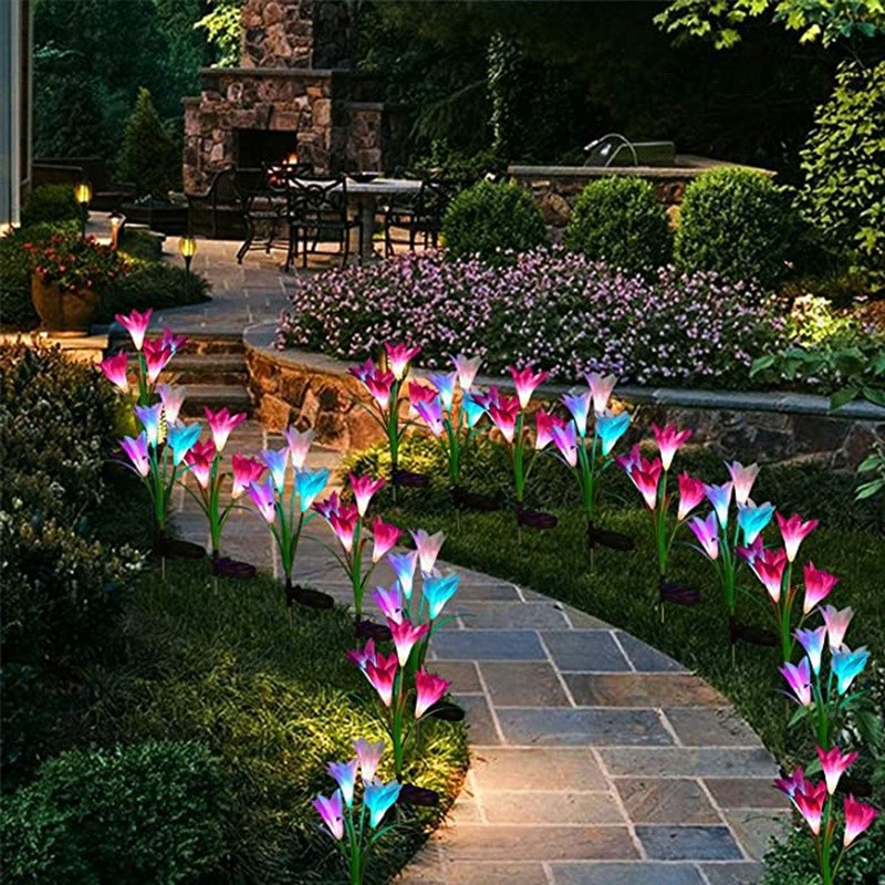 Solar Lily Flower Lights Outdoor Waterproof for Outdoor Garden Street