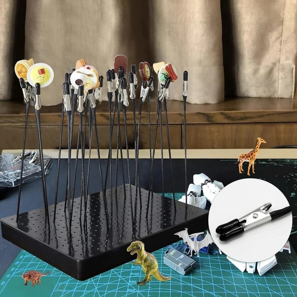 Model Painting Holes Painting Stand Base 10pcs Alligator Clips With ...