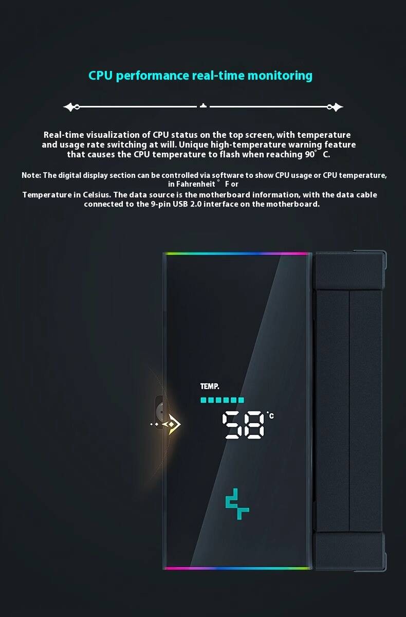 Deepcool Cube AK500S digital version air-cooled CPU heat sink with 5 ...