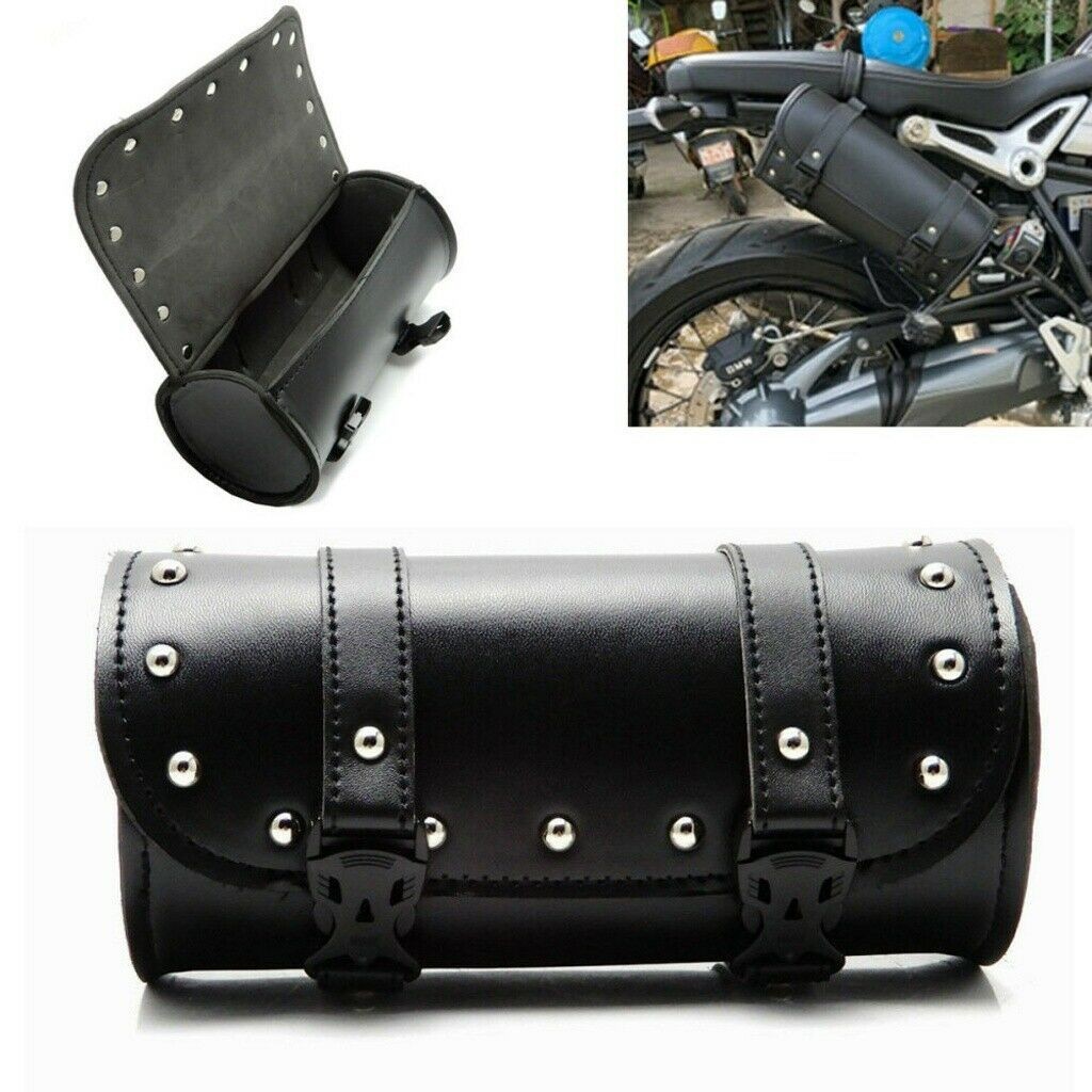 12-inch Leather Motorcycle Fork Tool Bag – Saddlebag Storage Pouch With Straps