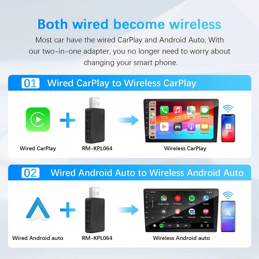 Wireless Carplay Adapter Android Auto 2in 1 Smart Dongle 2025 5G WIFI ...